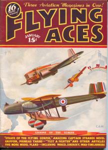 Flying Aces 1/1936-Capt Philip Strange-Buck Rogers-hero pulp-VF