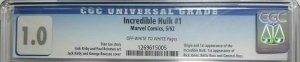 1962 Marvel The Incredible Hulk #1 CGC 1.0 (FR); Origin of the Hulk