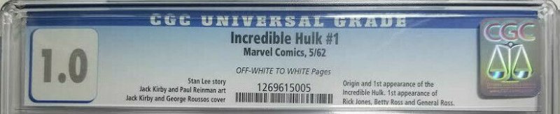 1962 Marvel The Incredible Hulk #1 CGC 1.0 (FR); Origin of the Hulk