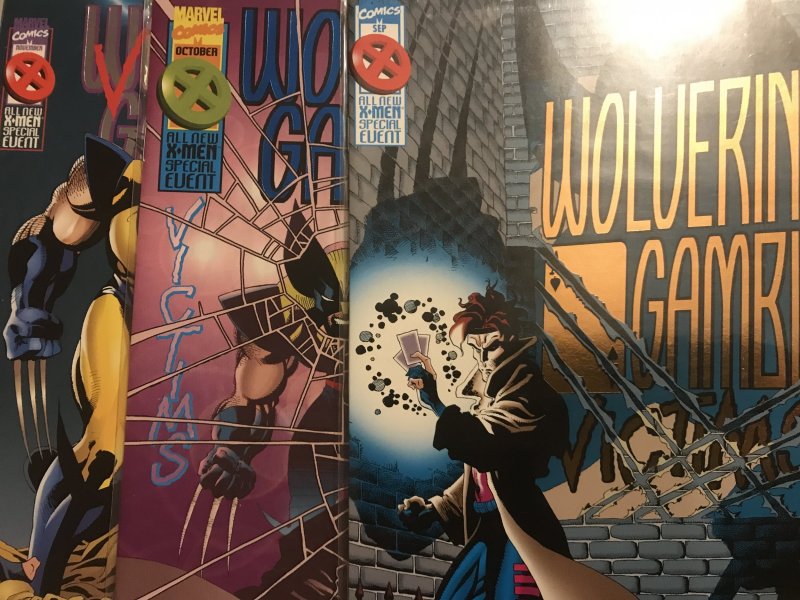 Wolverine/Gambit: Victims #1, 2, 3 run / lot : Marvel (1995) NM-; foil covers