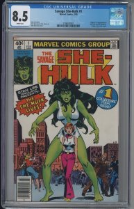 SAVAGE SHE-HULK 1 CGC 8.5 VF+ White ORIGIN 1st App MCU Disney+ NEWSSTAND Lego Ad