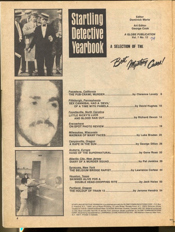 Startling Detective Yearbook #12 1974-crime pulp-violence-cannibal-beheading-VG