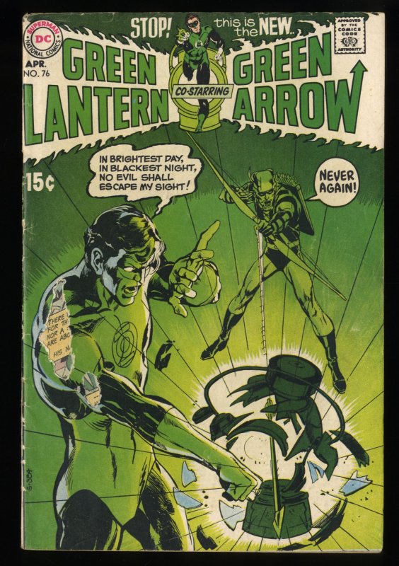 Green Lantern #76 GD+ 2.5 Green Arrow Neal Adams Cover!
