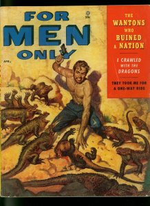 For Men Only Pulp Magazine April 1955- Komoto Dragon attack cover VG