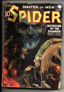 PULP:  SPIDER 1/1937-POPULAR PUBS-JOHN HOWITT-weird menace-Pulp Magazine