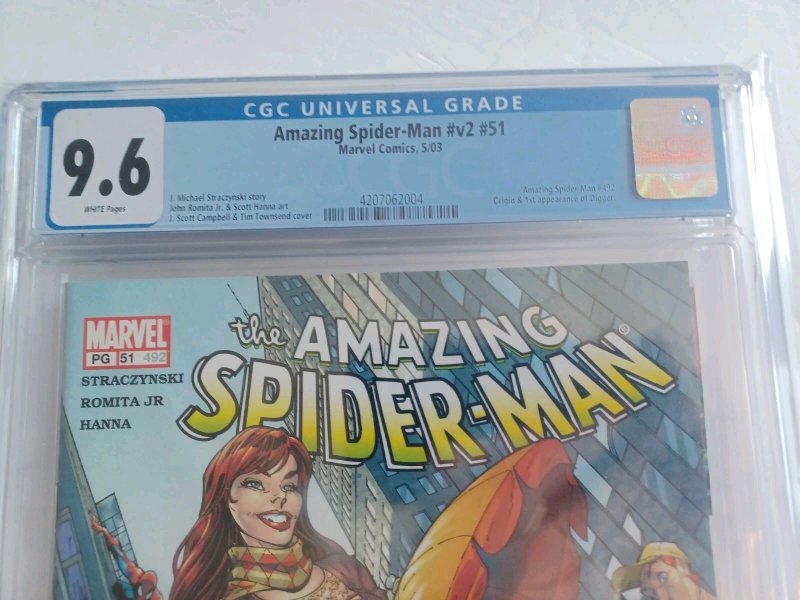 Amazing Spider-man #51 J Scott Campbell Cover - #492 -  2003 - CGC 9.6