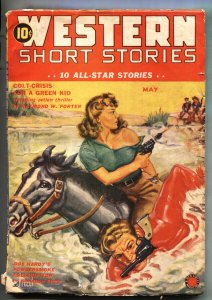 Western Short Stories 5/1942-Red Circle-Pulp violence-Female gunfighter cvr