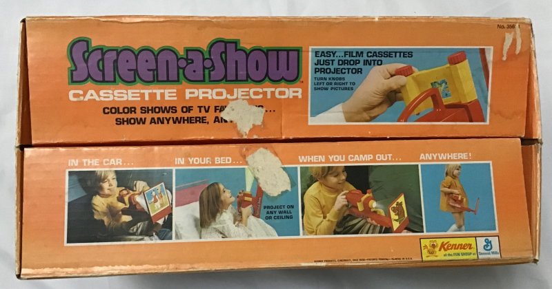 Kenner Screen-A-Show Cassette Projector with 6 cassettes, works