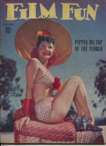 Film Fun 11/1940-Dolores Loesch swimsuit photo cover-movie stars-showgirls-VG