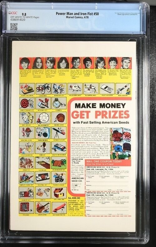 POWER MAN AND IRON FIST #50 1978 MARVEL CGC 9.8 1ST ISSUE