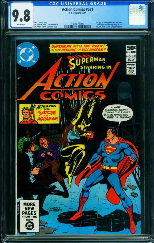 ACTION #521 CGC 9.8 1981 1st VIXEN-SUPERMAN- 1416876001 