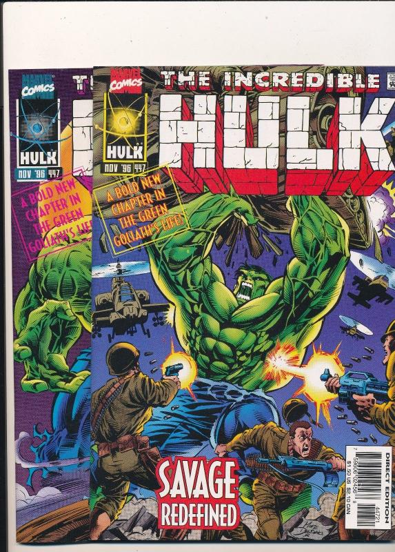 MARVEL COMICS SET of 2- INCREDIBLE HULK #447 NOV '96 2 COVERS! VF/NM (SIC349) 