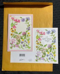 A GET WELL WISH Colorful Flowers 4.5x7 Greeting Card Art #7506 w/ 2 Cards