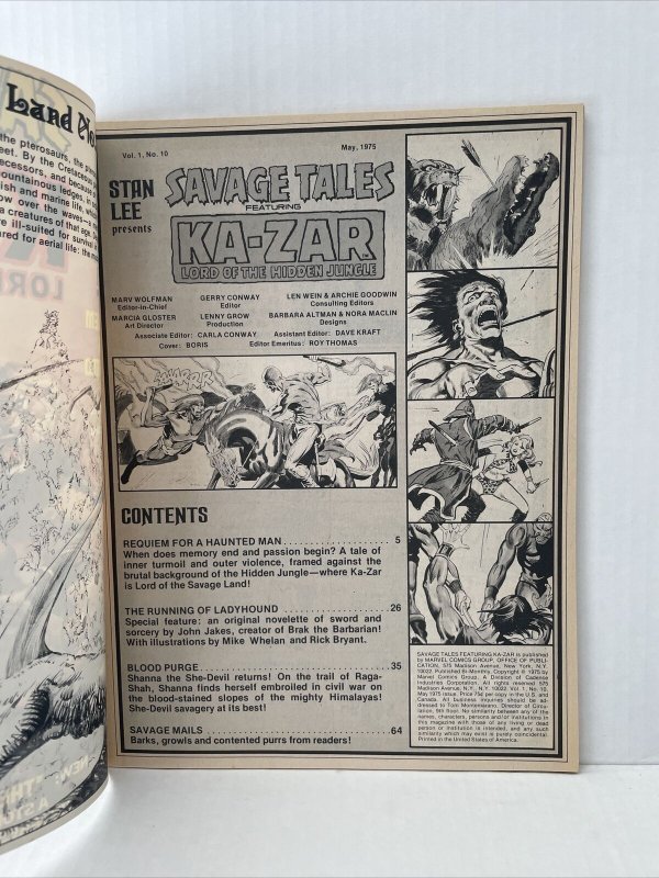 Savage Tales Featuring Kazar  #10 Marvel Magazine