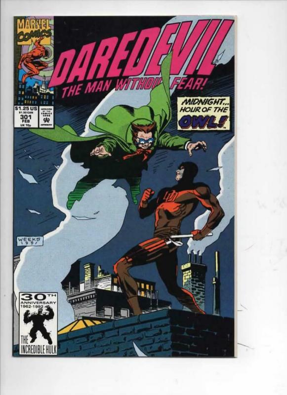 DAREDEVIL #301 NM-  the Owl, Man without Fear, 1964 1992, more Marvel in store