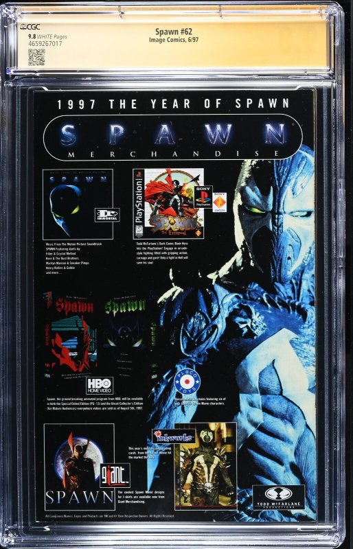 Spawn (1997) # 62 (CGC 9.8 SS) Signed Greg Capullo * Image Comics *