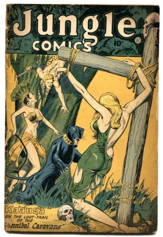 Jungle Comics #99 1947-Kaanga-bondage cover FR