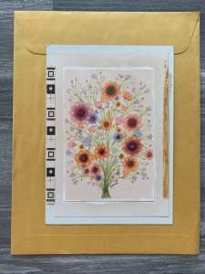 HOPE YOU'RE EELING BETTER Orange and Pink Flowers 6x8.5 Greeting Card Art C9510