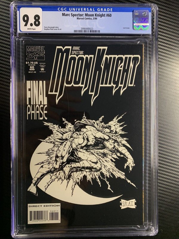 Marc Spector Moon Knight #60 CGC 9.8 WHITE Stephen PLATT (Last issue!) 1994 MCU 