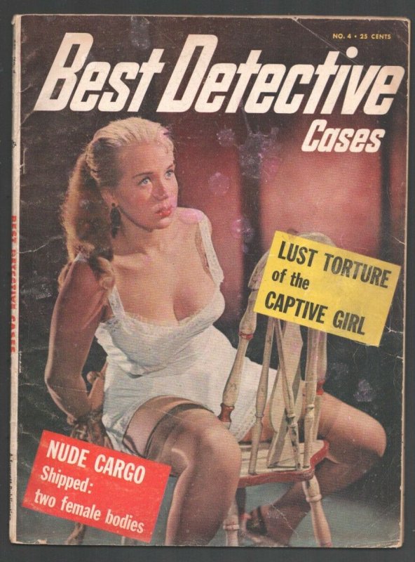 Best Detective Cases #4 1956-Spicy bondage-stocking-garter-lingerie cover-vio...