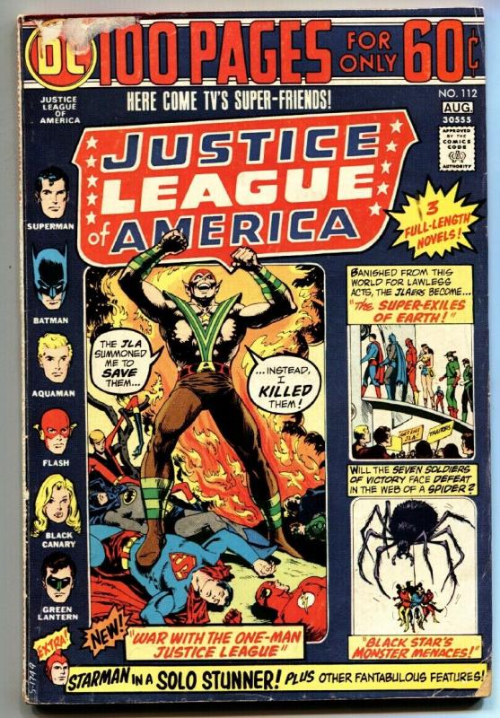 JUSTICE LEAGUE OF AMERICA #112 comic book 1974 BATMAN-WW-GL-FLASH