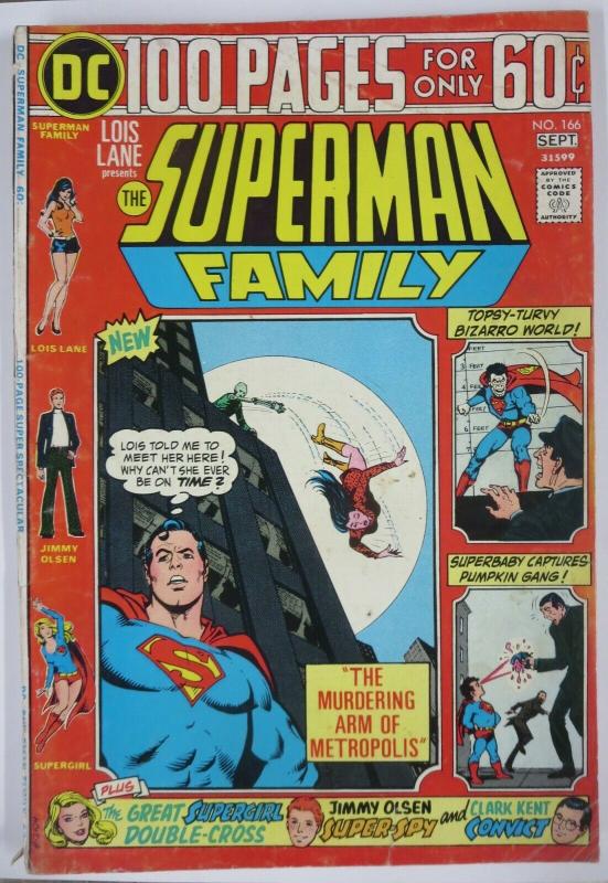 SUPERMAN FAMILY  #166 (DC) September, 1974 VERY GOOD  100 page giant classic