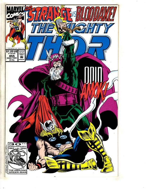 9 Thor Marvel Comic Books # 417 447 450 452 454 455 456 459 462 Odin Hulk SS3