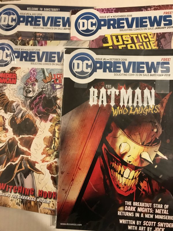 DC Previews #3, 4, 6, 7 lot / set : 2018 series; Four NM- issues, Batman Laughs