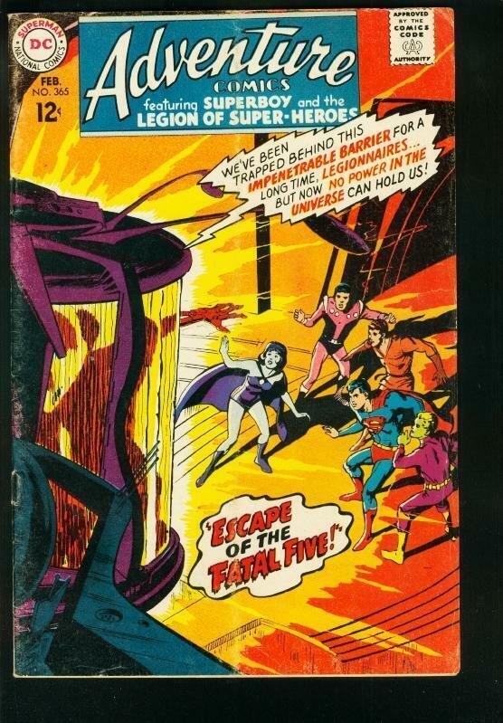ADVENTURE COMICS #365 1968-SHADOW LASS INTRO -SUPERBOY-LEGION SUPER HEROES-VG