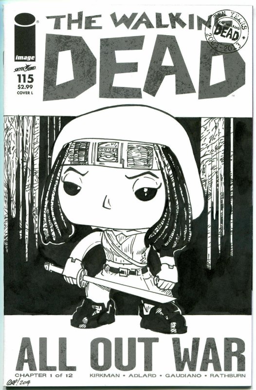 WALKING DEAD #115, NM, Sketched Michonne, COA, Parkin, Zombies, Robert Kirkman