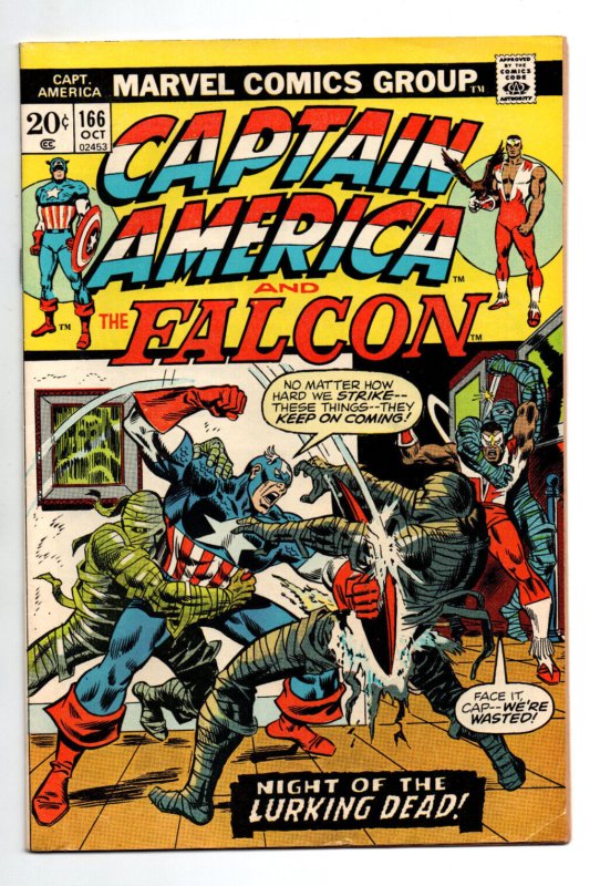 Captain America #166 - vs mummies - Falcon - Nick Fury - 1973 - VF