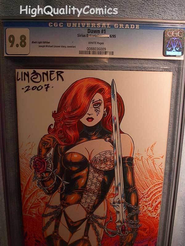 DAWN : BLACK LIGHT ED #1, CGC = 9.8, NM/M, Signed Linsner, more CGC in store