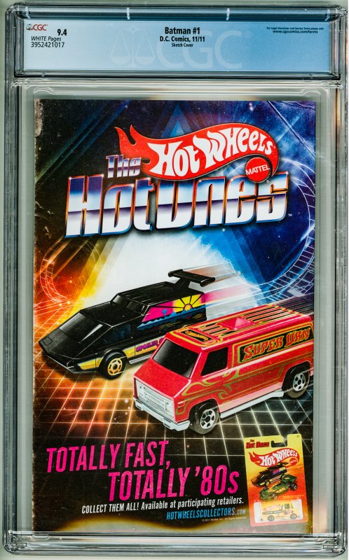 Batman #1 Greg Capullo Sketch Cover (2011) CGC 9.4! White Pages!