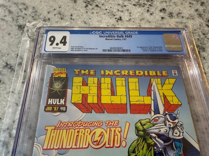 Incredible Hulk # 449 CGC Graded 9.4 Marvel Comic Book 1st Thunderbolts JH20