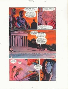 JLA #51 p.19 Color Guide Art - Superman, Batman, Flash 2001 by John Kalisz