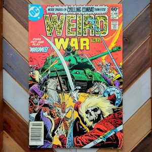 WEIRD WAR TALES #104 FN- DC 1981 WWII Kubert Cover DINOSAURS + HORROR WARGAMES