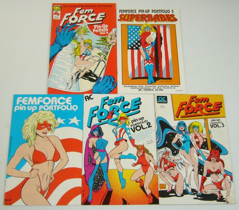 FemForce Pin Up Portfolio #1-5 complete series ac comics bad girls set lot 2 3 4