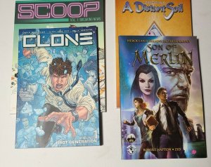 Lot of 4 TP comics Son of Merlin, Clone, A distant soil, Scoop all VF-NM IMAGE