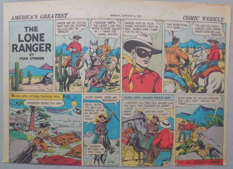 Lone Ranger Sunday Page by Fran Striker and Charles Flanders from 1/3/1943