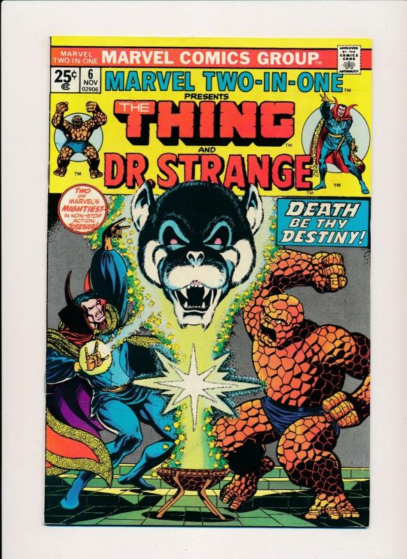 Marvel Two-in-One THE THING & DR. STRANGE Vol. 1 #6 Nov 1974 FINE (PF424) 