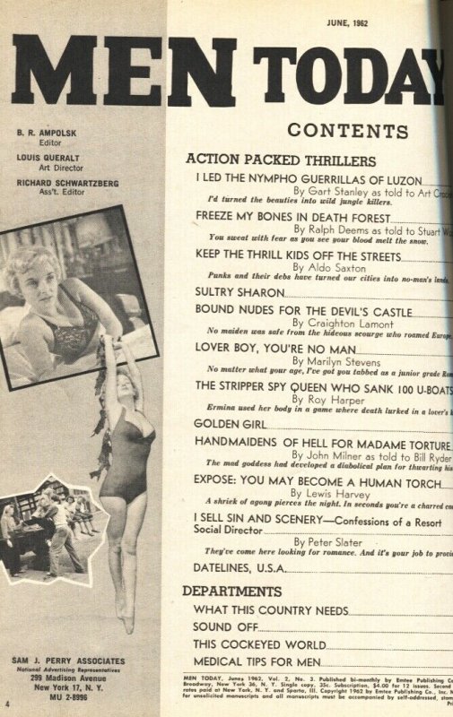 Men Today June 1962-Female NAZI torture cover-Pulp Magazine