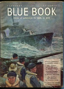 BLUE BOOK PULP-FEB 1943-VG/FN-STOOPS COVER-BEDFORD-JONES-SURDEZ-RADDELL VG/FN