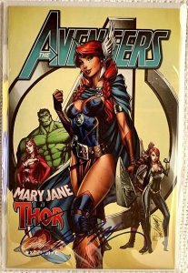 ?~MARVEL~AVENGERS #8~?MARY JANE as THOR?~J.SCOTT CAMPBELL EXCL~BLUE SIGNED~?