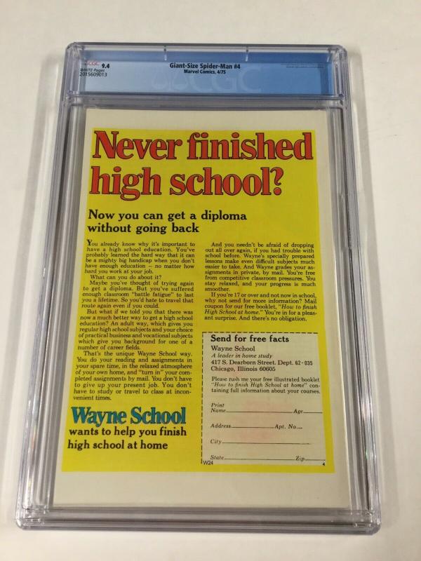 Giant-Size Spider-man 4 Cgc 9.4 White Pages