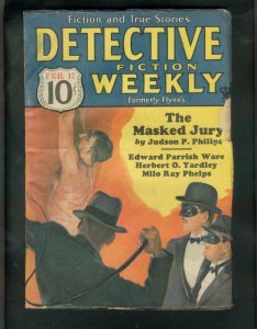 DETECTIVE FICTION WEEKLY PULP- 2/17/34-TORTURE-WHIPPING G/VG