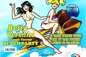 BETTY & VERONICA BEACH PARTY #1 DAN PARENT DAVE STEVENS HOMAGE RAW/METAL SET COA