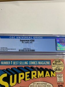 Superman 250 Cgc 9.4 Ow/w Pages Dc Comics Bronze Age