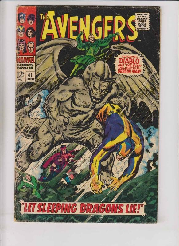 Avengers #41 GD/VG roy thomas - john buscema - dragon man - diablo - silver age