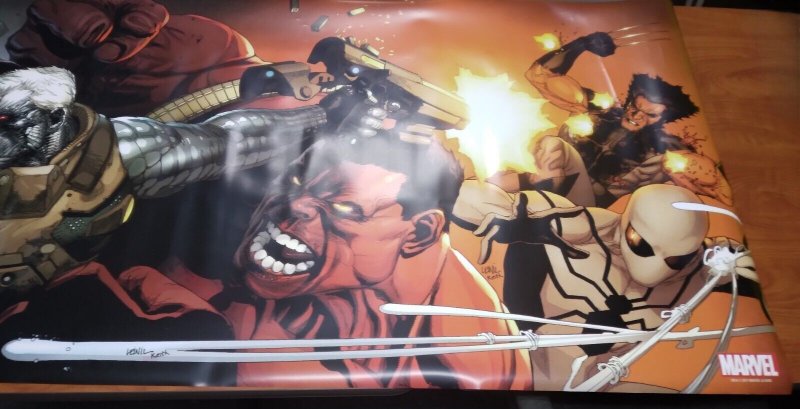 Avengers X-Sanction Vinyl Poster 60x30 Leinil Yu Marvel New