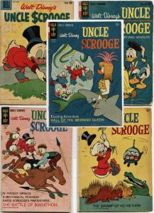 Uncle Scrooge 31, 52, 57, 68 and 75 Silver-Age Dell / Gold Key Low-grade Readers